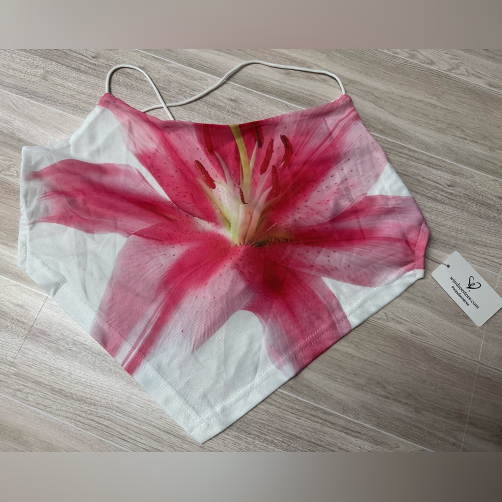 Windsor White Crop Top with Pink Floral Print